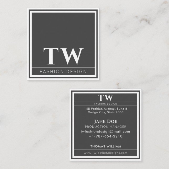 Business Card für Mode Design Square Quadratische Visitenkarte (Vorne/Hinten)