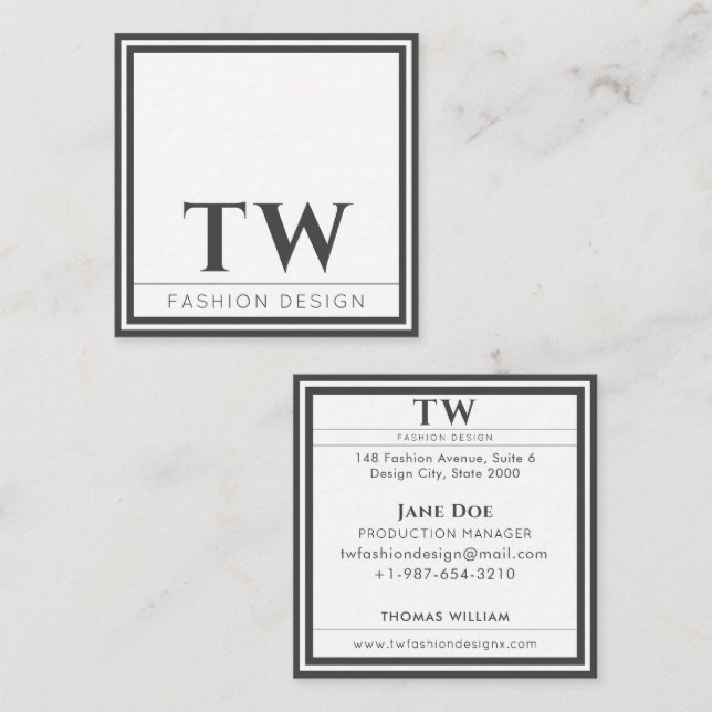 Business Card für Mode Design Square Quadratische Visitenkarte (Vorne/Hinten)