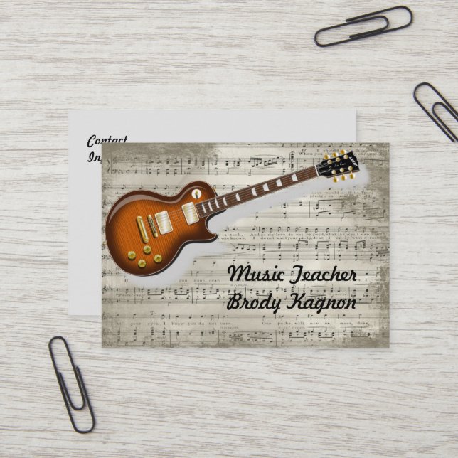 Business Card für Musiklehrer Visitenkarte (Vorderseite/Rückseite Beispiel)