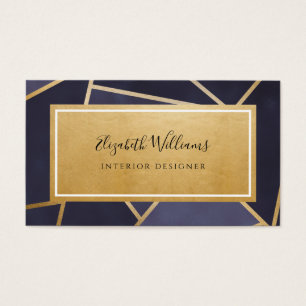 Business Card für Navy Blue Gold Interior Designer