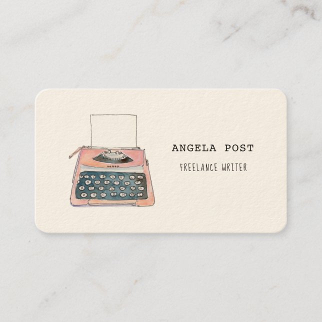 Business Card für niedlich rosa Retro-Schreibmasch Visitenkarte (Vorderseite)