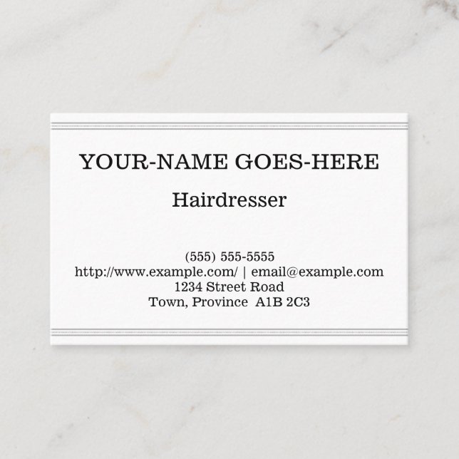 Business Card für Schlichte und einfache Friseure Visitenkarte (Vorderseite)