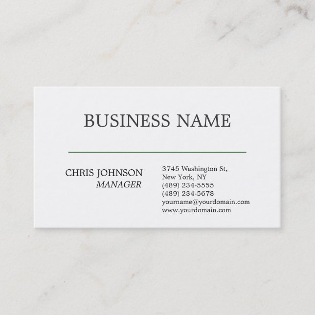 Business Card für Schwarz/Weiß-Grüne Linie Manager Visitenkarte (Vorderseite)