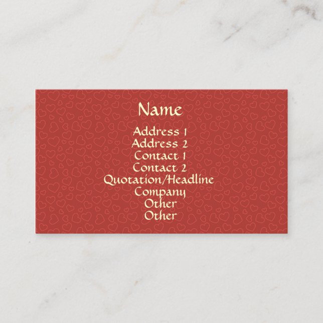 Business Card für Tiny Red Hearts Muster Visitenkarte (Vorderseite)