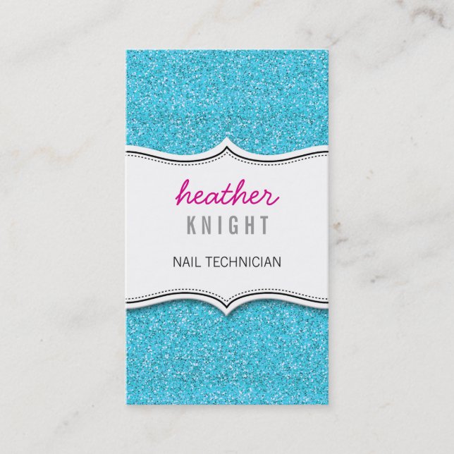 BUSINESS CARD glänzender Glitzer blau glänzen Visitenkarte (Vorderseite)