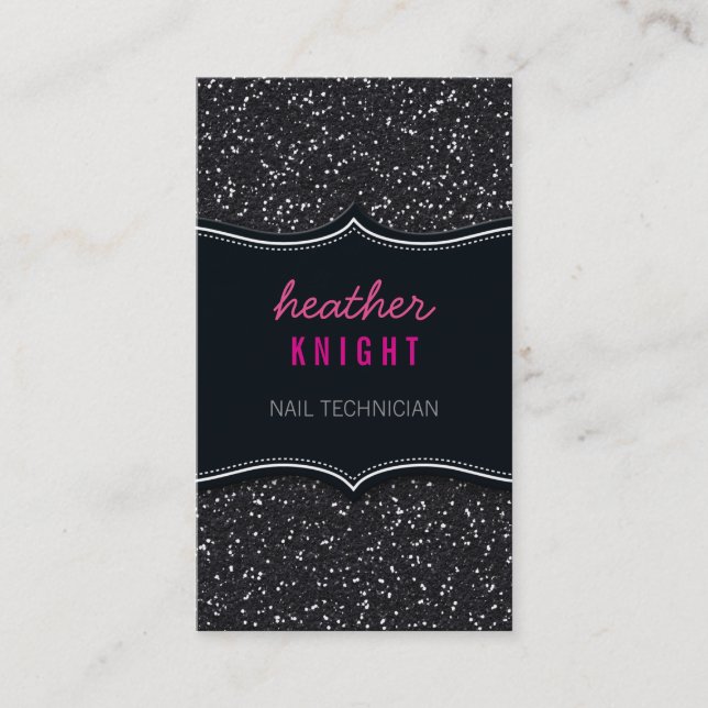 BUSINESS CARD glänzender Glitzer funkelt schwarz r Visitenkarte (Vorderseite)