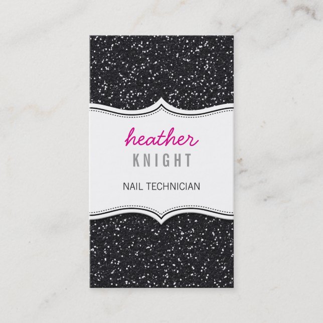 BUSINESS CARD glänzender Glitzer funkelt schwarz r Visitenkarte (Vorderseite)
