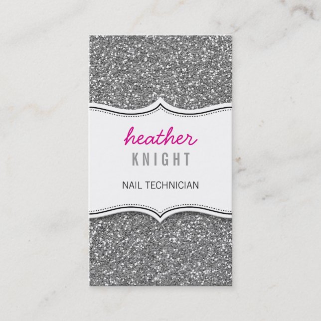 BUSINESS CARD glänzender Glitzer funkelt silberrot Visitenkarte (Vorderseite)