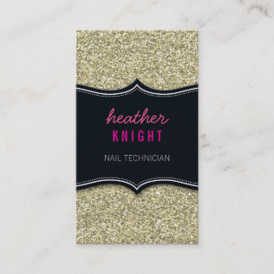 BUSINESS CARD glänzender Glitzer schwarz, blassgol Visitenkarte