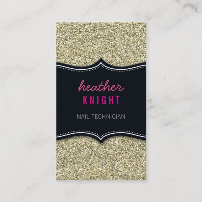 BUSINESS CARD glänzender Glitzer schwarz, blassgol Visitenkarte (Vorderseite)