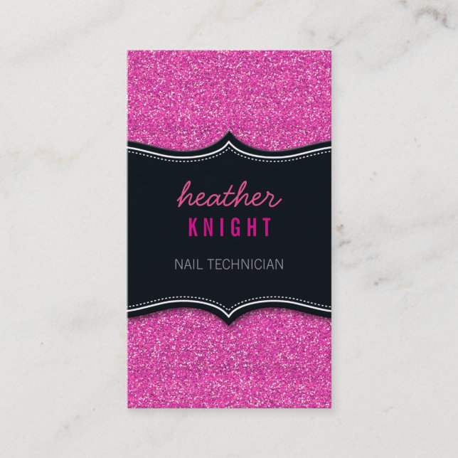 BUSINESS CARD glänzender Glitzer Schwarzer Magenti Visitenkarte (Vorderseite)