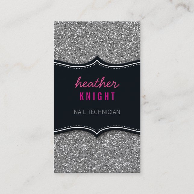 BUSINESS CARD glitzernder Glitzer schwarz silber p Visitenkarte (Vorderseite)