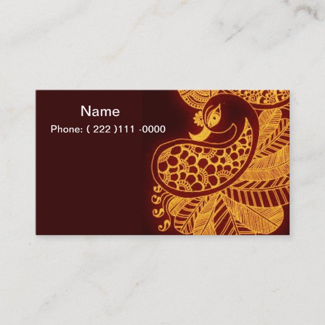 Business Card Gold Mehndi Visitenkarte (Vorderseite)