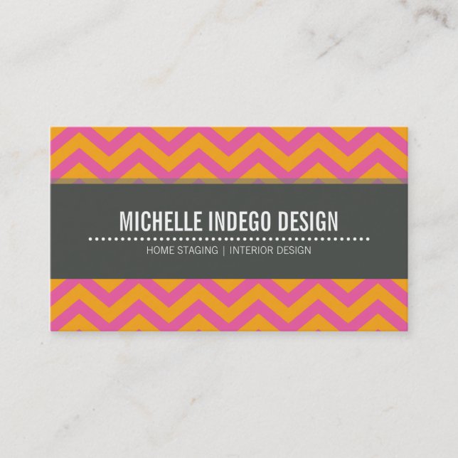 BUSINESS CARD hell Zickzack Muster orange rosa Visitenkarte (Vorderseite)