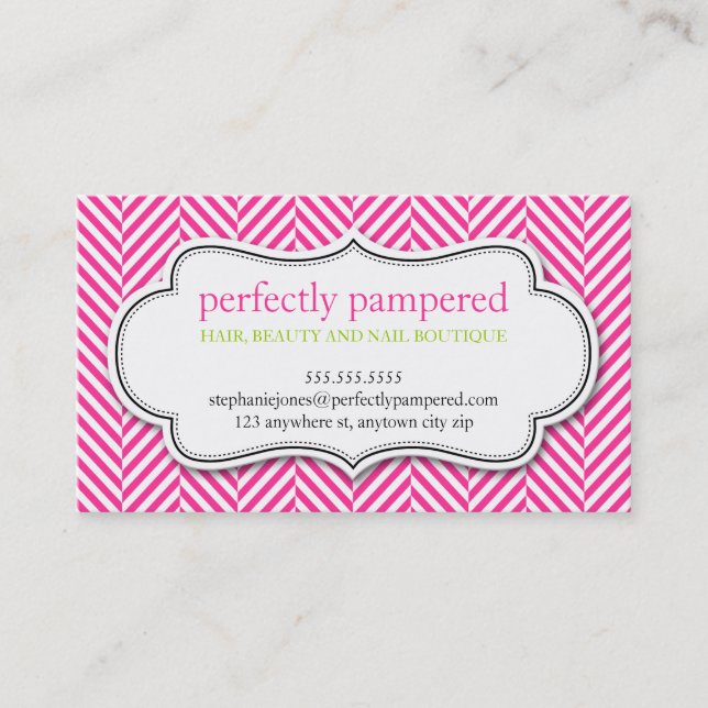 BUSINESS CARD Herringbone-Muster rosa Kalkgrün Visitenkarte (Vorderseite)