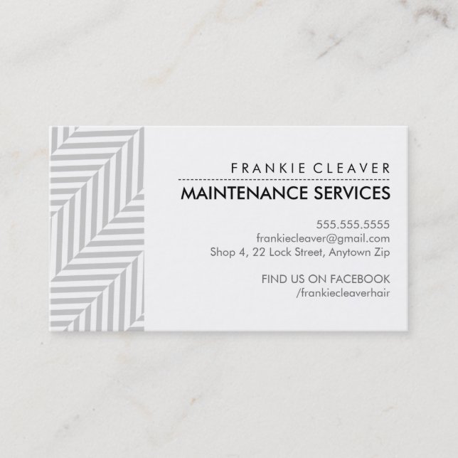 BUSINESS CARD Herringbone Muster schwarz grau Visitenkarte (Vorderseite)