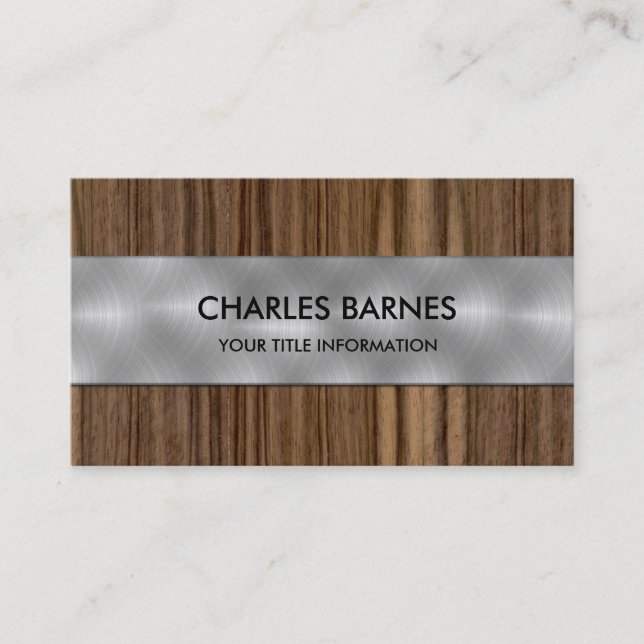 Business Card Holz und Stahl Visitenkarte (Vorderseite)