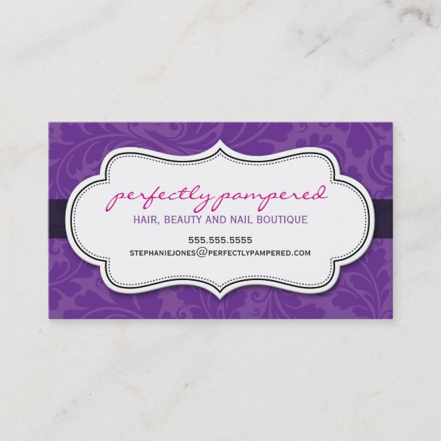 BUSINESS CARD Klasse geblüht violett lila schwarz Visitenkarte (Vorderseite)