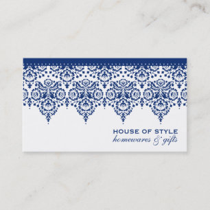 BUSINESS CARD Klassischer Damast Königliche Marine Visitenkarte