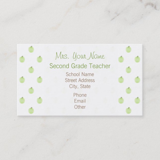 Business Card Lehrer - Grünes Muster für Apple Visitenkarte (Vorderseite)