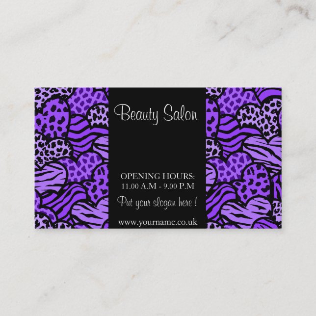 Business Card lila Wild Hearts Design Visitenkarte (Vorderseite)