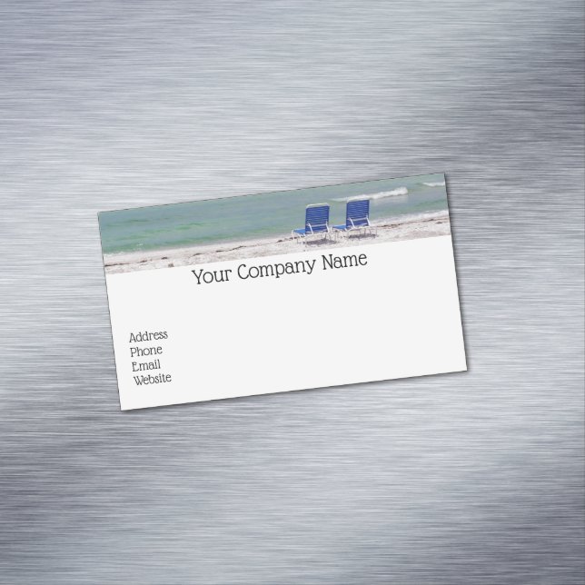 Business Card Magnet für Strandstühle (Beispiel)