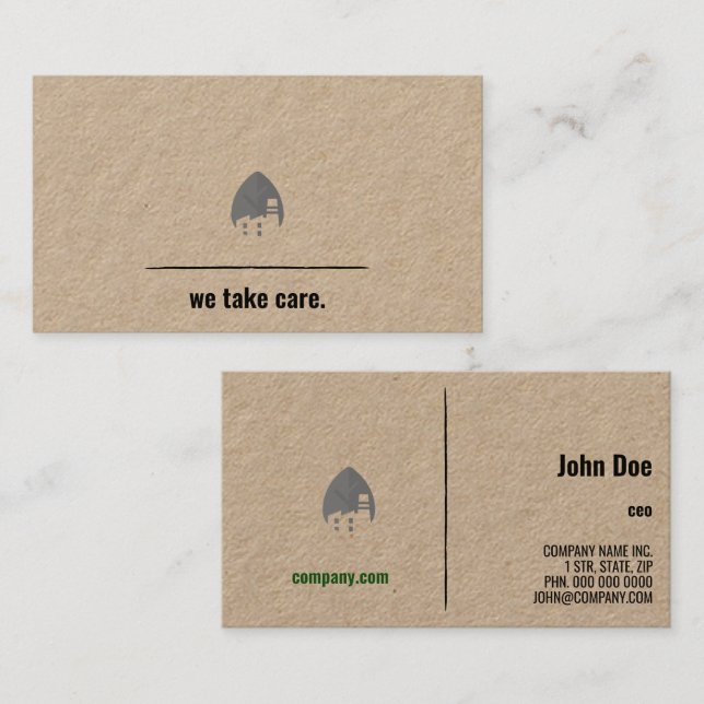 Business Card Minimalistisch Öko Kraft Visitenkarte (Vorne/Hinten)