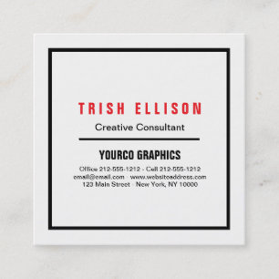 Business Card Minimalistische benutzerdefinierte V Quadratische Visitenkarte