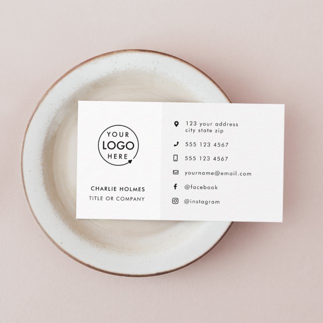 Business Card Moderne minimale Logo-Symbole Visitenkarte (A versatile white business card design perfect for any brand or professional)