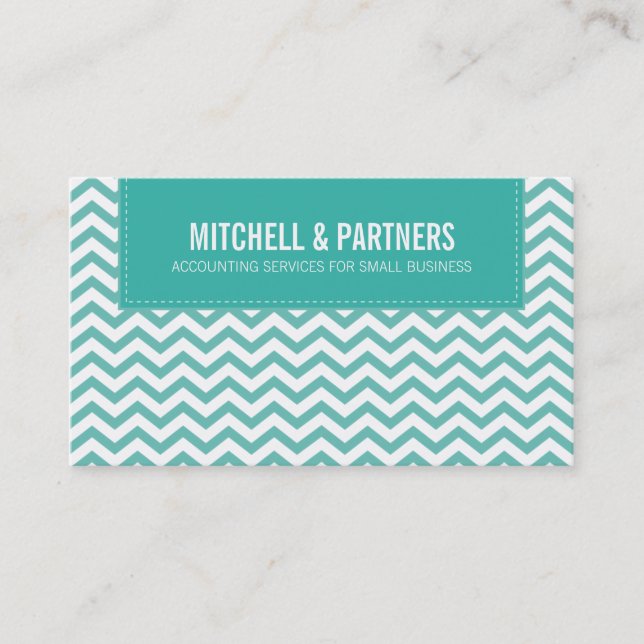 BUSINESS CARD Moderne, Zickzack Jadegrün Visitenkarte (Vorderseite)