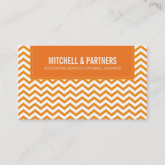 BUSINESS CARD Moderne, Zickzack Orange Visitenkarte (Vorderseite)
