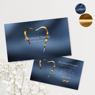 Business Card Navy Blue & Gold Dentils Visitenkarte