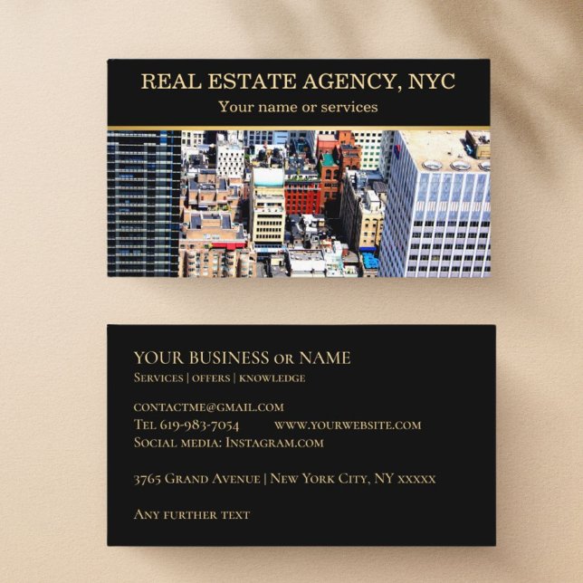 Business Card New York City NYC Real Anwesen Miete Visitenkarte (Von Creator hochgeladen)