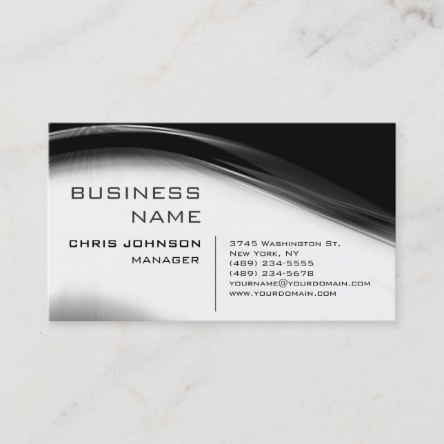 Business Card Schwarz/Weiß-Grau-Charming-Manager Visitenkarte (Vorderseite)