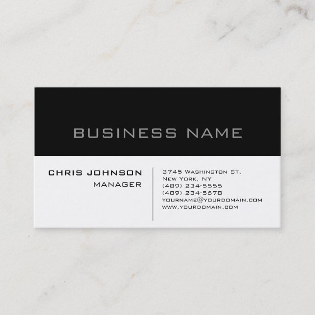 Business Card Schwarz/Weiß-Grau-Charming-Manager Visitenkarte (Vorderseite)