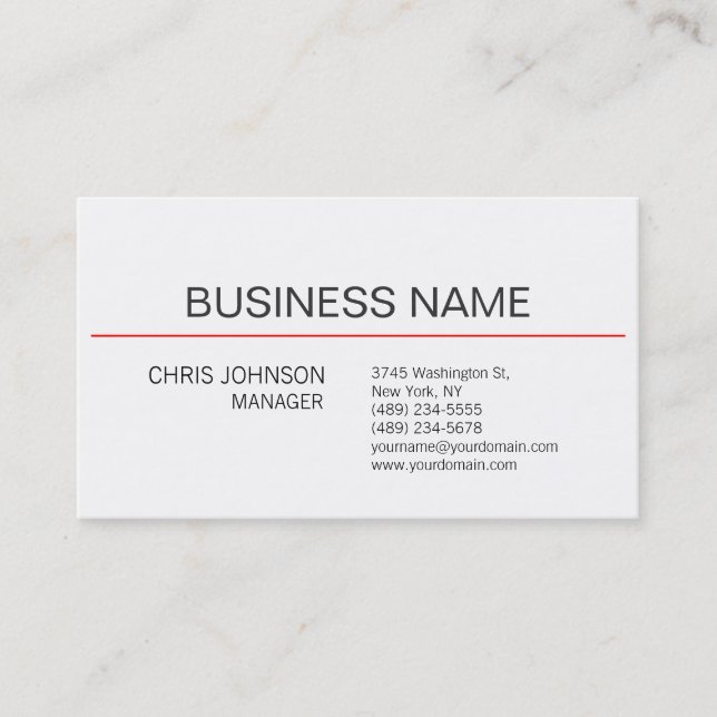 Business Card Schwarz-weiß Red Contemporary Manage Visitenkarte (Vorderseite)