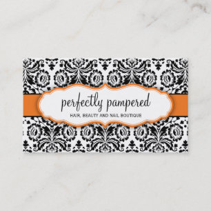 BUSINESS CARD Stilvoll schwarz-orange-Damast Visitenkarte