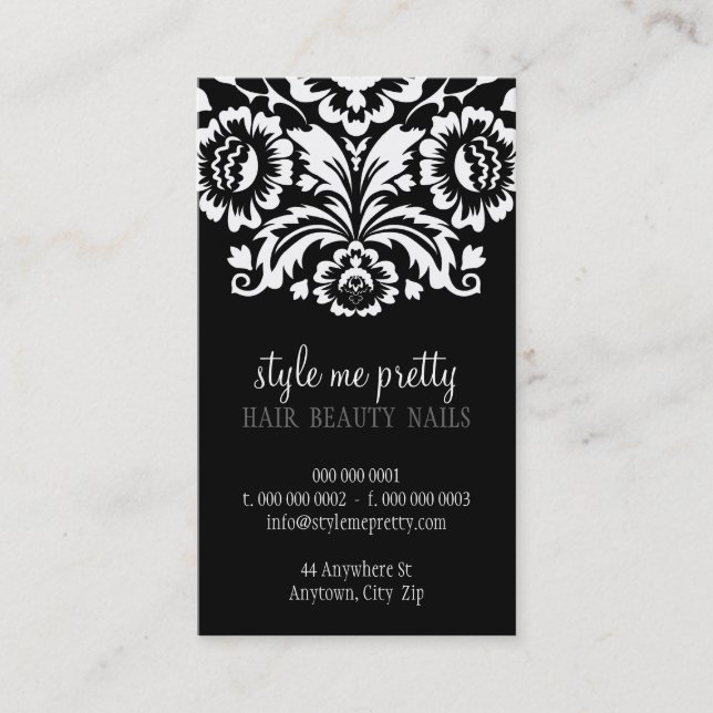 BUSINESS CARD stilvolle elegante Damaskus schwarz Visitenkarte (Vorderseite)