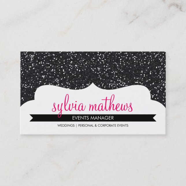 BUSINESS CARD Stilvolle Glitzer funkeln schwarz pi Visitenkarte (Vorderseite)