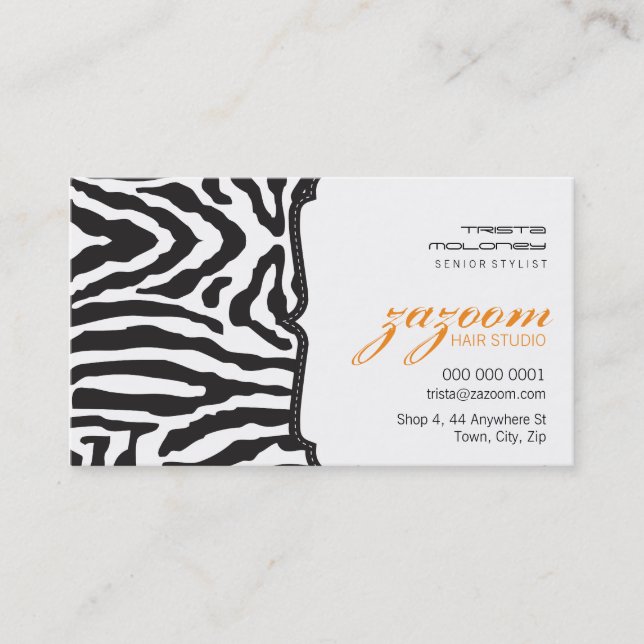 BUSINESS CARD trendy zebra stripe orange Visitenkarte (Vorderseite)
