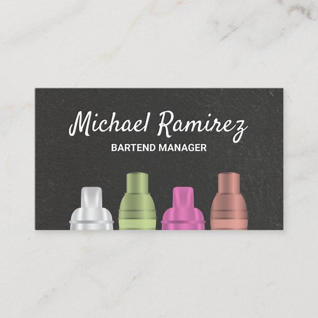 Business Card Varieté Cocktail Shakers Visitenkarte (Vorderseite)
