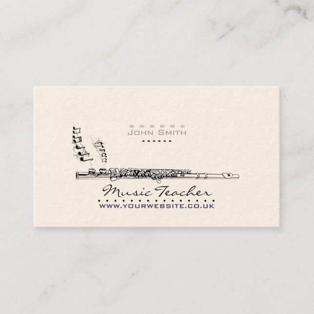 Business Card Wood-Wind-Musiker/Musiklehrer Visitenkarte (Vorderseite)