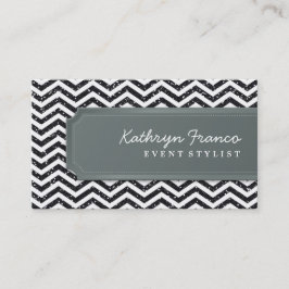 BUSINESS CARD Zickzack Streifen, schwarzer Glitzer Visitenkarte