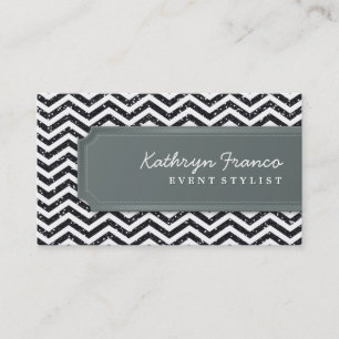BUSINESS CARD Zickzack Streifen, schwarzer Glitzer Visitenkarte