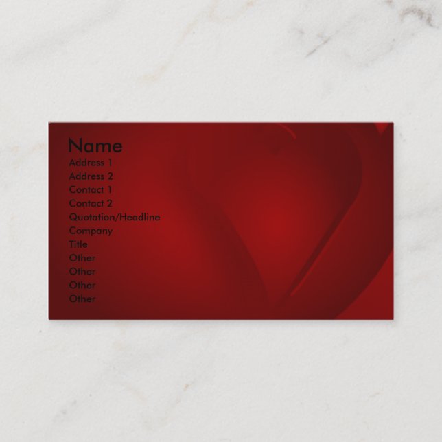 Business Cards für blutrote Herzen Visitenkarte (Vorderseite)