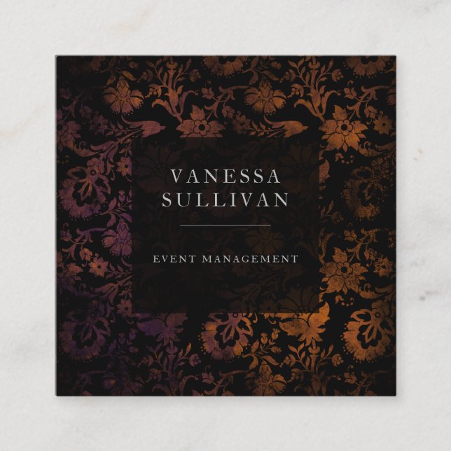 Business Cards für Dark Floral Moody Eventplanner  Quadratische Visitenkarte (Vorderseite)