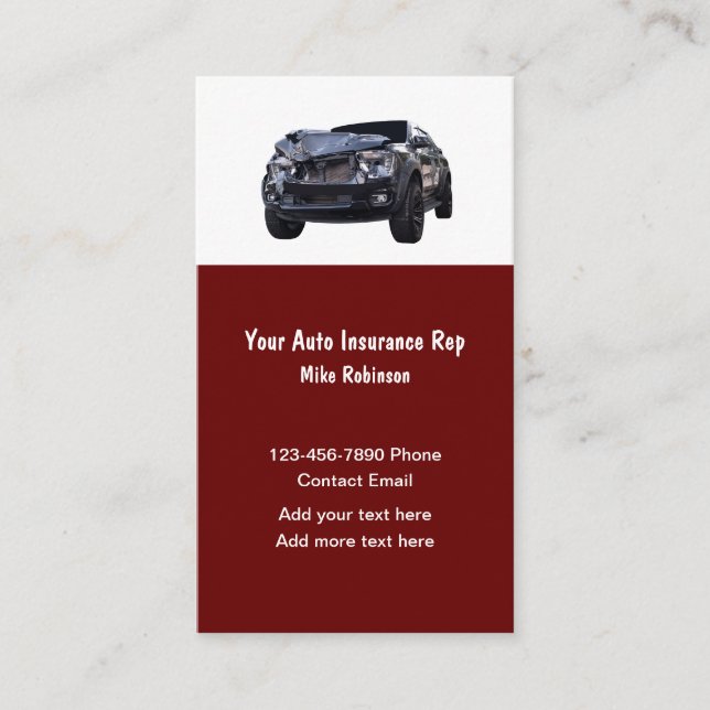 Business Cards für die Kfz-Versicherung Visitenkarte (Vorderseite)