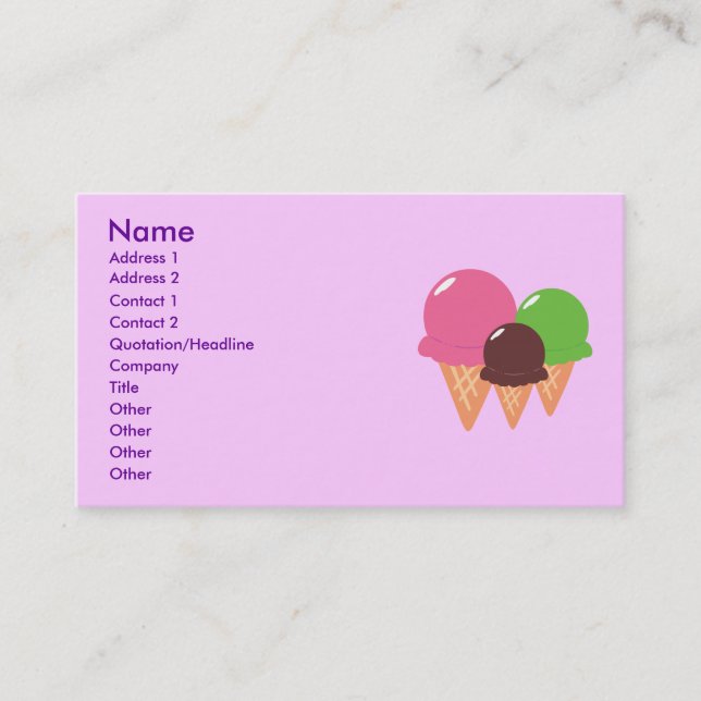 Business Cards für Eiskrem Visitenkarte (Vorderseite)