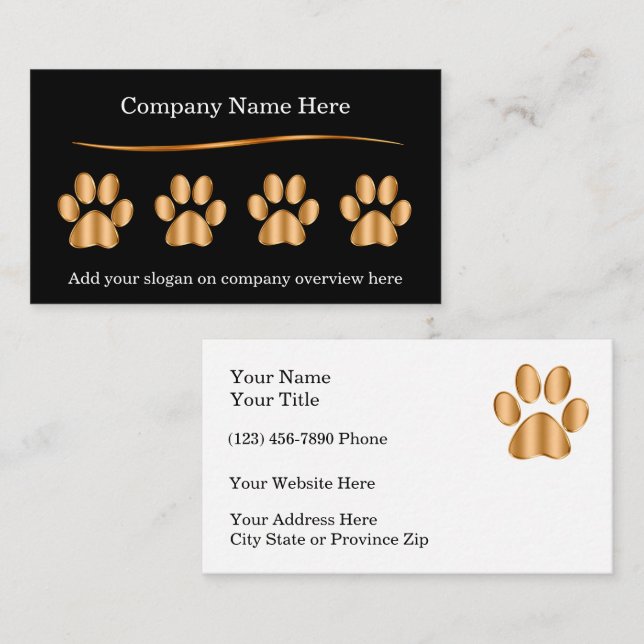 Business Cards für hochwertige Haustiere Visitenkarte (Vorne/Hinten)