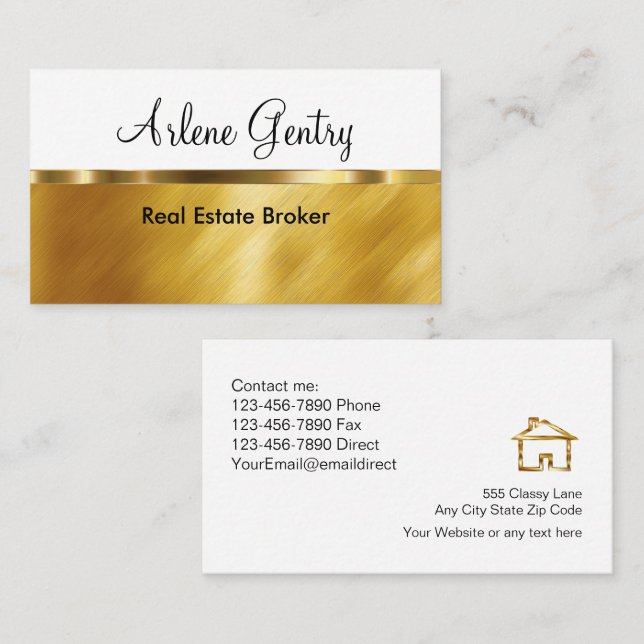 Business Cards für Klasse Gold Real Anwesen Visitenkarte (Vorne/Hinten)